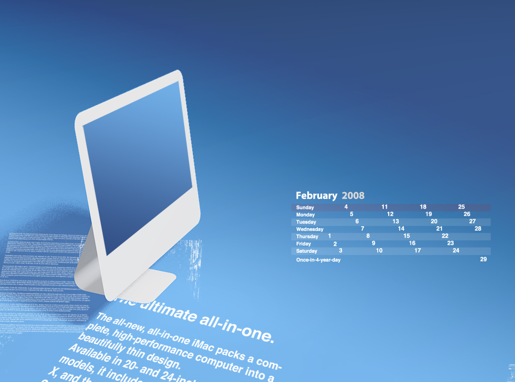 design wallpaper desktop. iMac Calendar Wallpaper